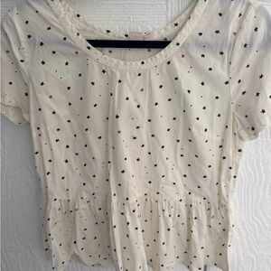 Women's Cream Star Print Top